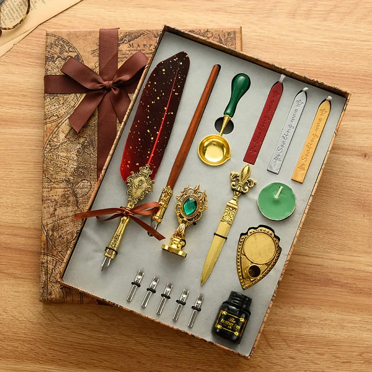 Classic Calligraphy Feather Pe - Wax Seal Stamp Set 评论和价格