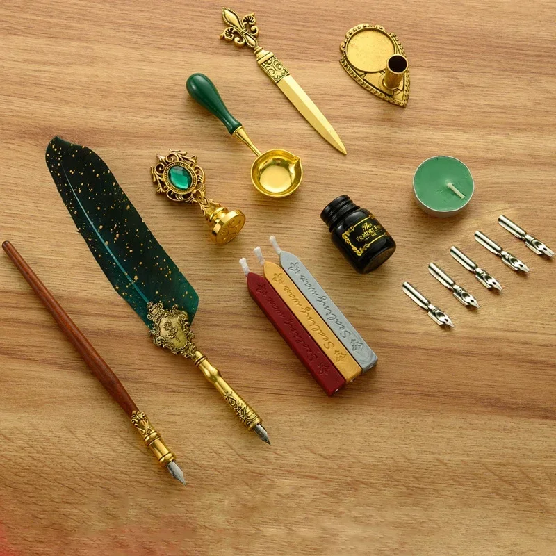 Classic Calligraphy Feather Pe - Wax Seal Stamp Set 评论和价格