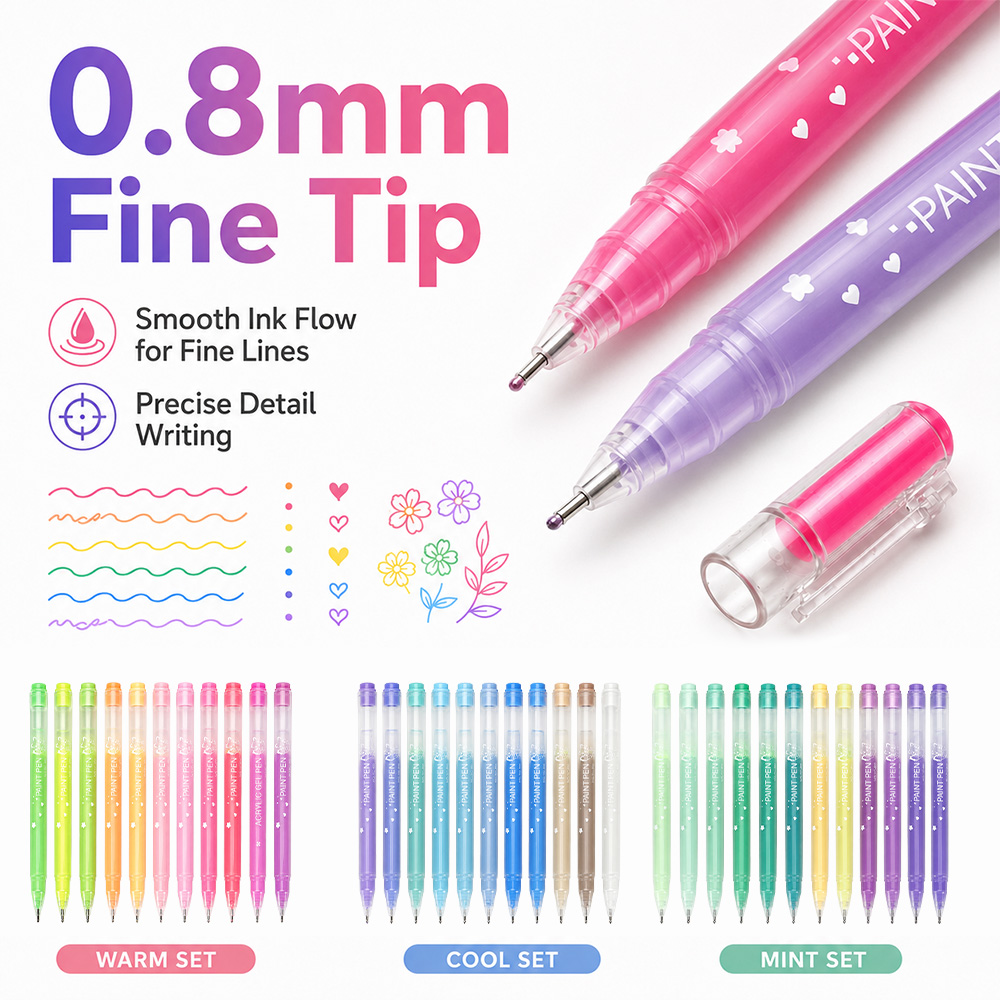 12 Colors Acrylic Gel Pens Set - Correction Pen Fine 评论和价格