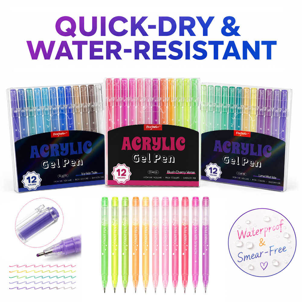 12 Colors Acrylic Gel Pens Set - Correction Pen Fine 评论和价格