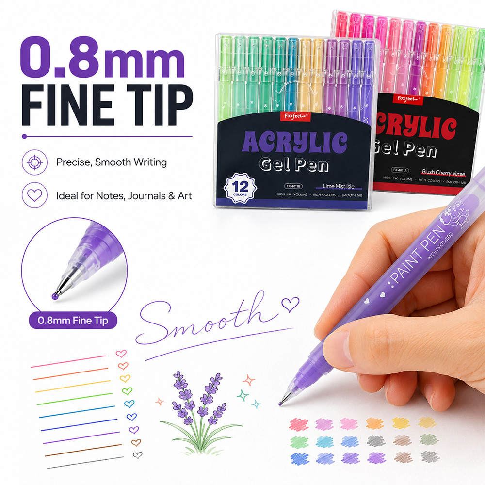 12 Colors Acrylic Gel Pens Set - Correction Pen Fine 评论和价格