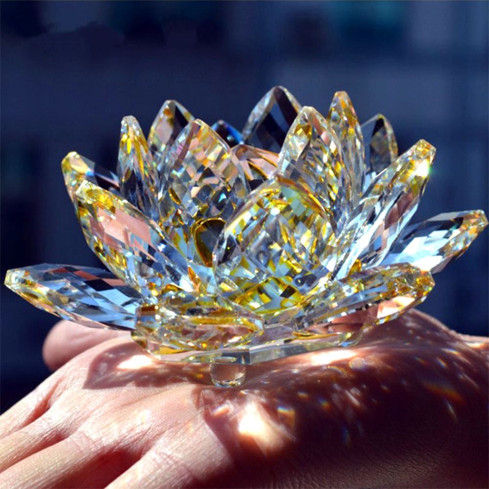 Crystal Lotus Flower Figurine  - Paper Weight Crystal 评论和价格
