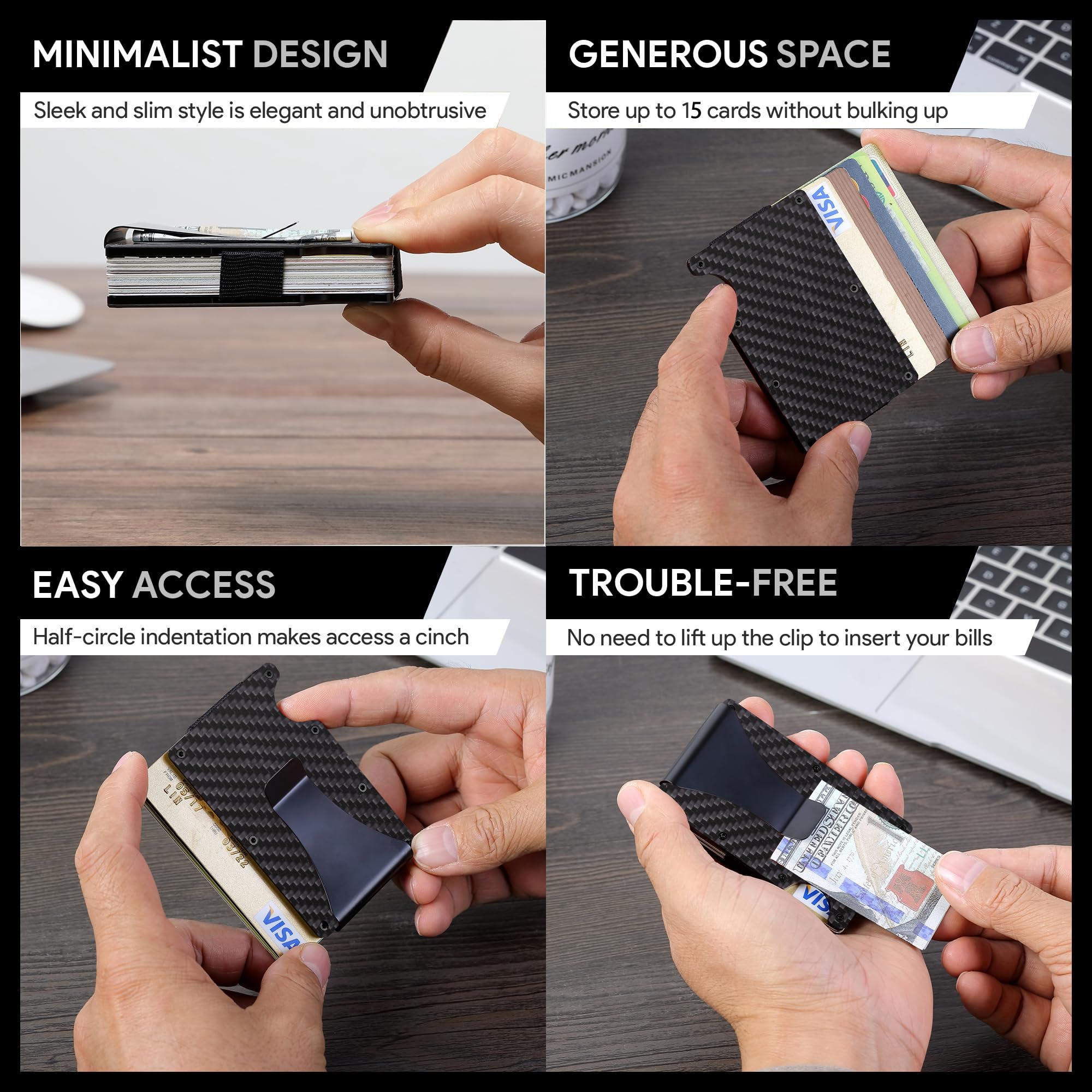 Carbon Fiber Wallet, Metal Mon - Index Card Holder 评论和价格